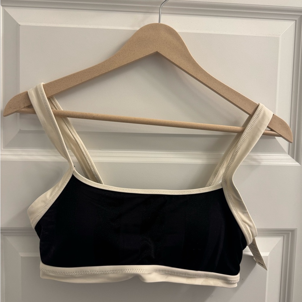 Aerie Black and White Bikini Top